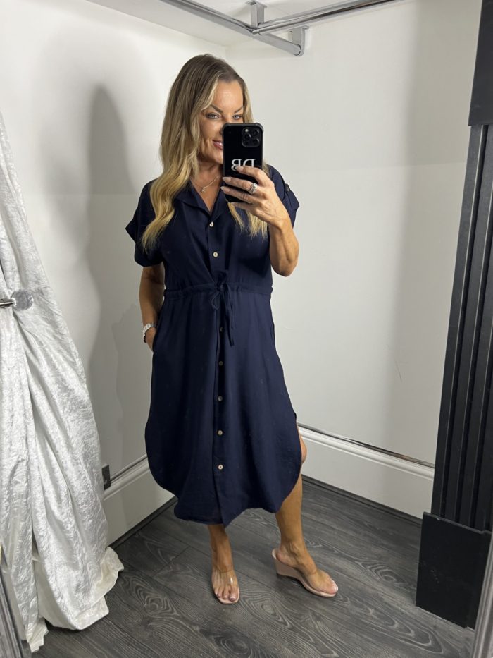 Shirt Dress With Drawstring Detail - Image 2