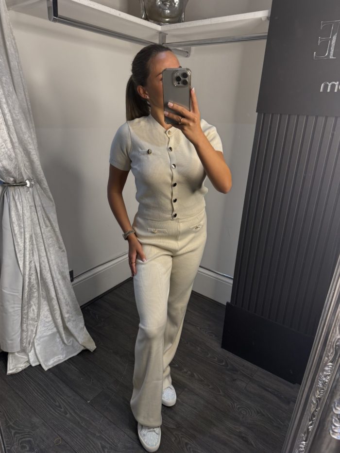 Short Sleeve Gold Button Detail Co-ord