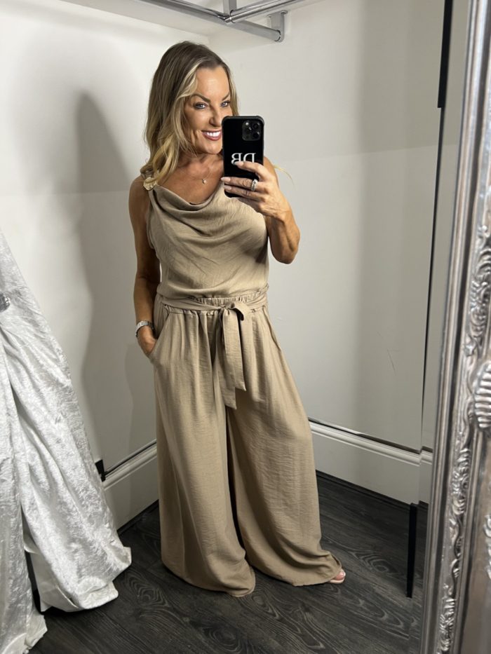 Cowl Neck Two Piece With Gold Hardware Detail