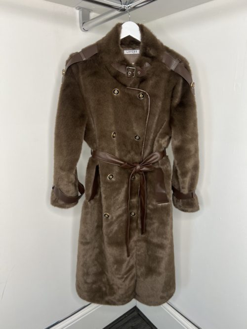 BROWN FAUX FUR OVERCOAT 1