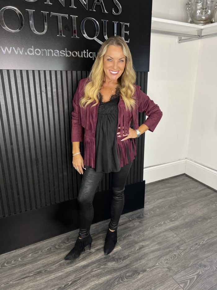 Wine Fringed Jacket