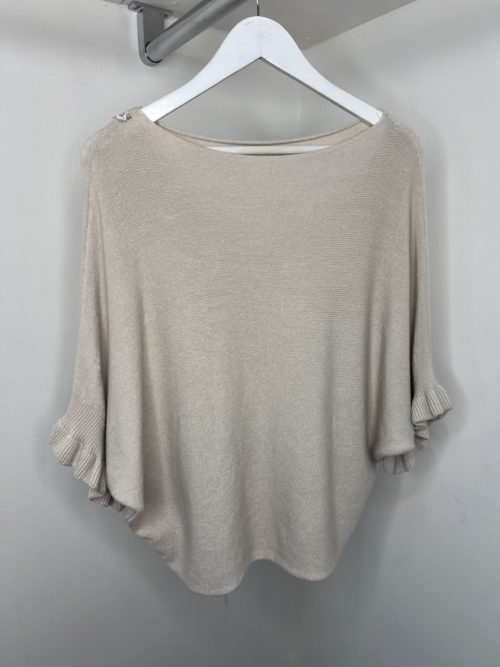 cream frill cuff top