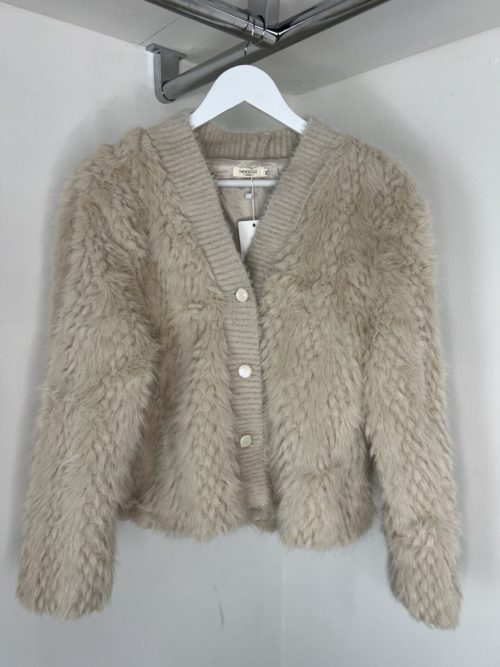 fluffy short coatigan cream 1