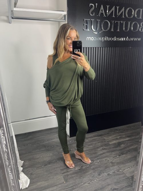 khaki 3 oiece lounge set