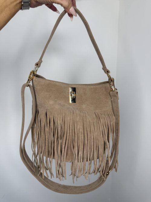 suede beige fringe bag big 1