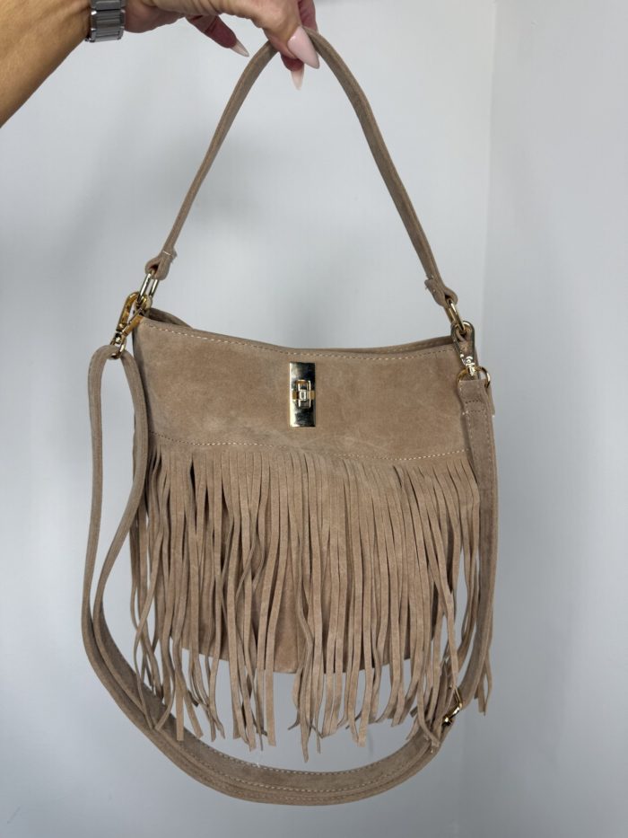 Suede Tassel Detail Tote Bag - Image 2