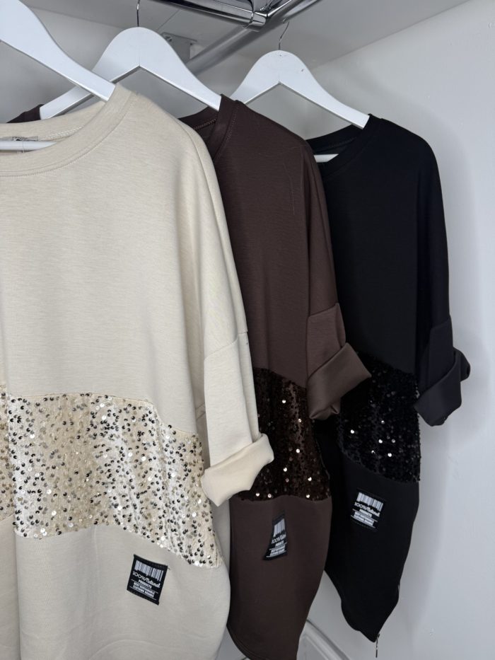 Oversized Jumper With Sequin Stripe Detail - Image 3