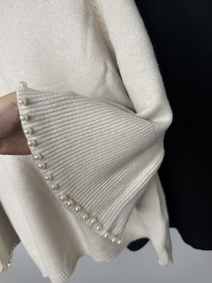 Cute Super Soft Jumper With Flared Cuff With Beaded Detail - Image 3