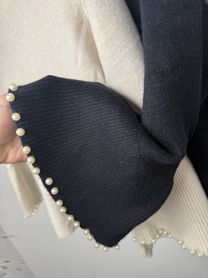 Cute Super Soft Jumper With Flared Cuff With Beaded Detail - Image 4