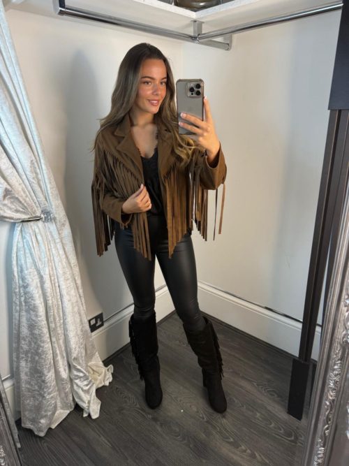 brown fringe javcket