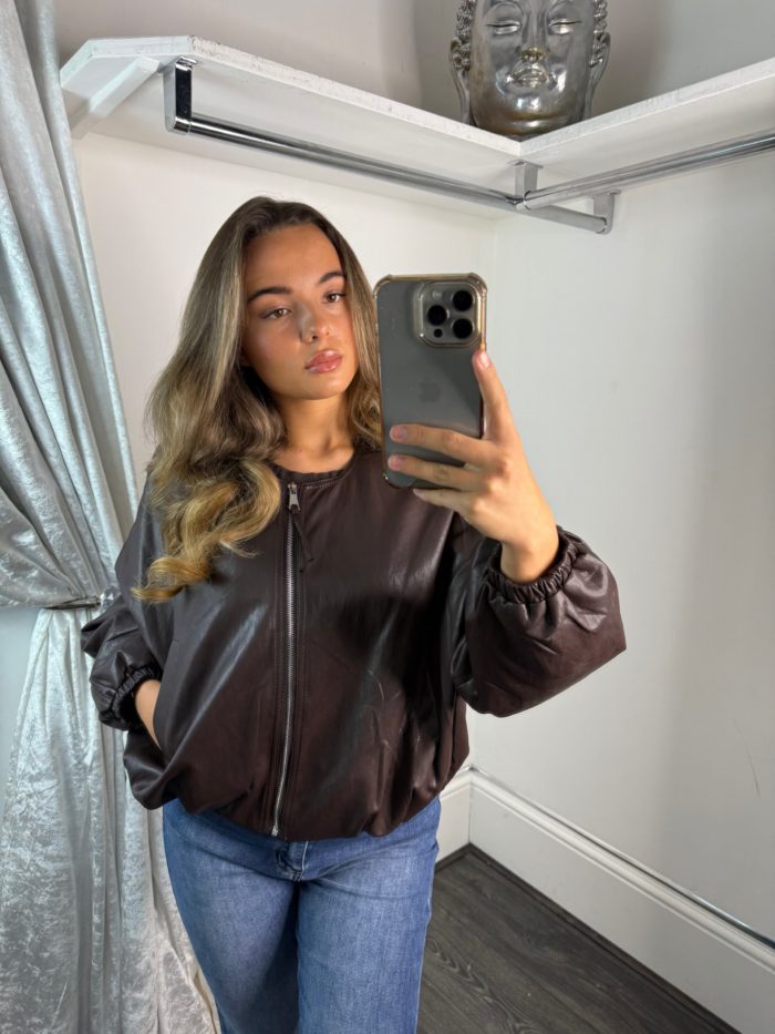 Leather Look Bomber Jackets With Pockets - Image 2