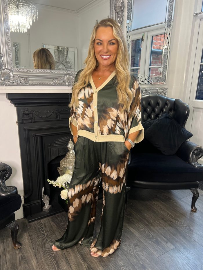 khaki satn bomber coord