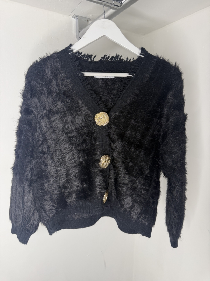 Soft Feel Cropped Cardigan with Gold Button Detail - Image 4
