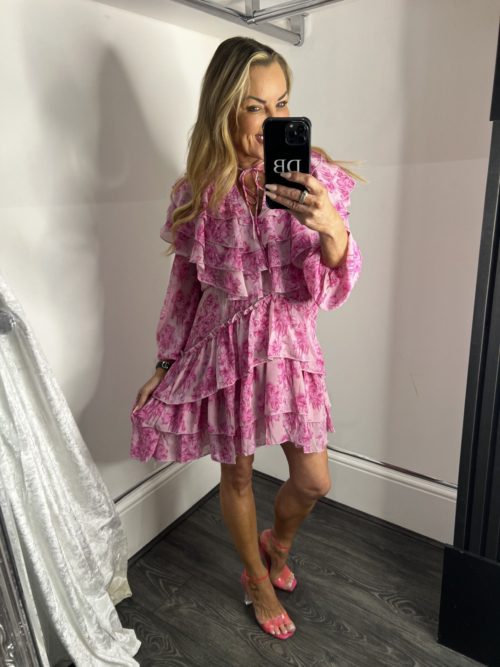 pink floarl dress donna on