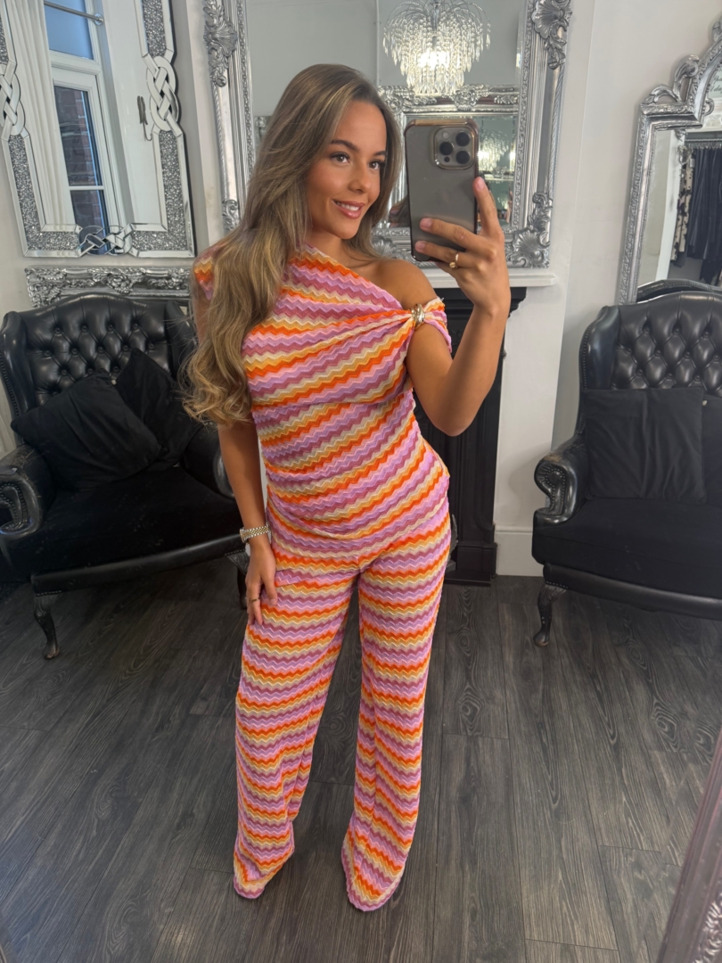 Multi-coloured Zig Zag Co-ord With Gold Hardware Detail - Image 3