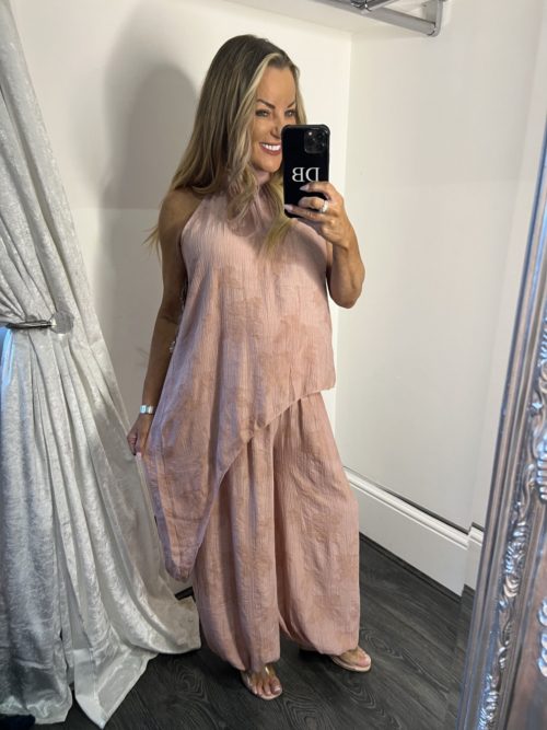 pink halter necjk coord