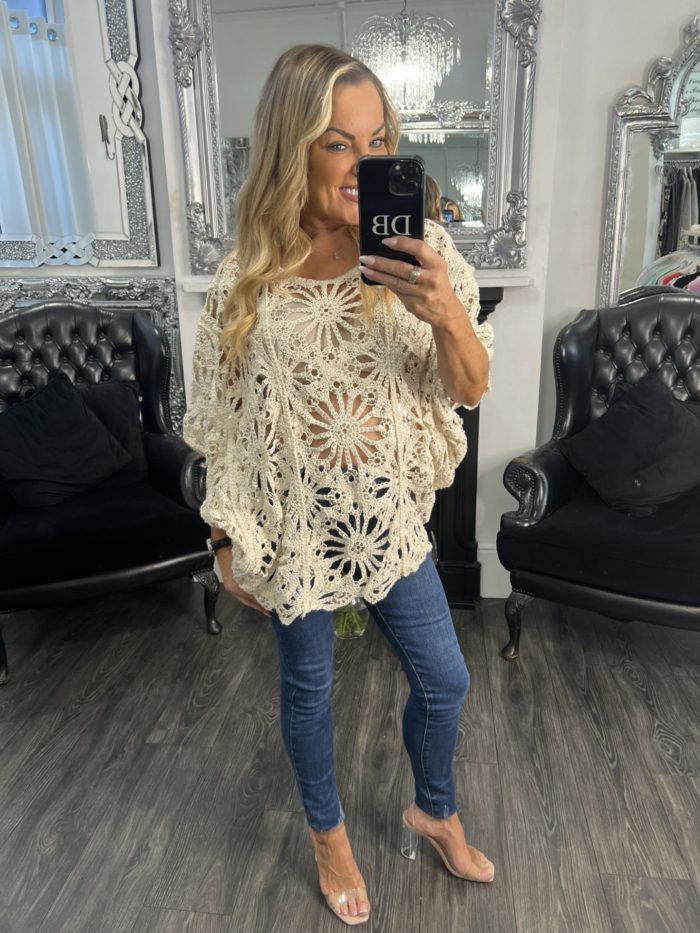 cream crochet jumper sequin