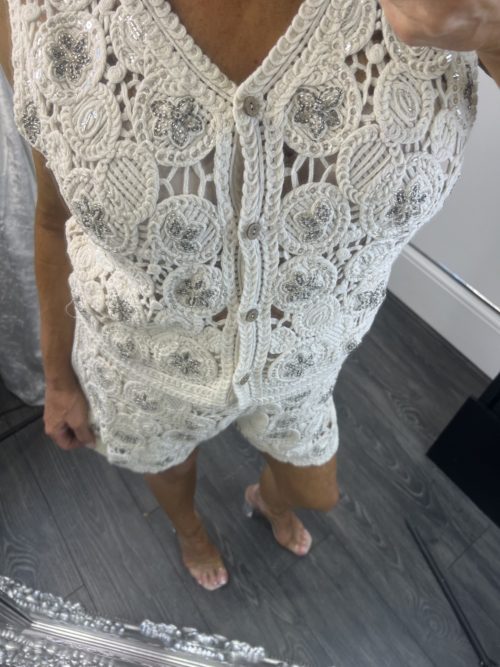 crochet silve4r4 flisral coord