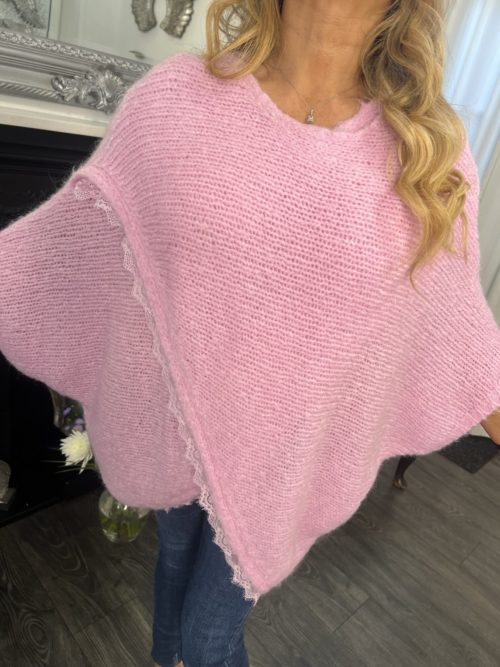 pink lace crossover jumper