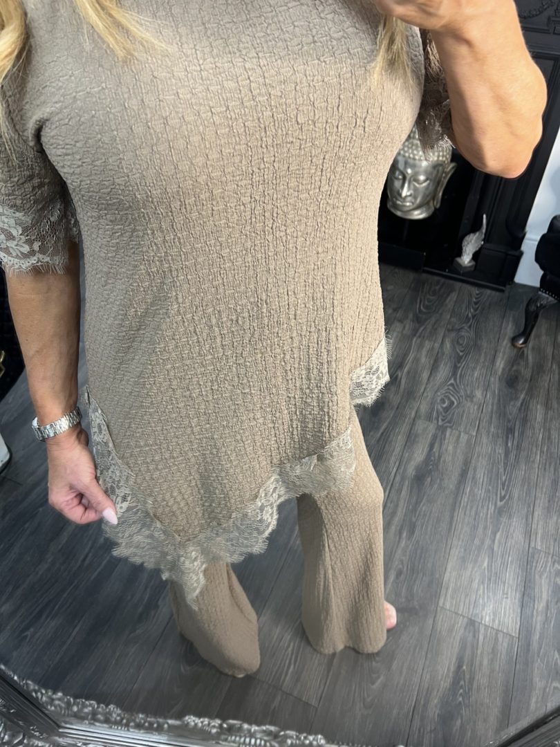 Waffle Slant Co-ord With Lace Detail - Image 2