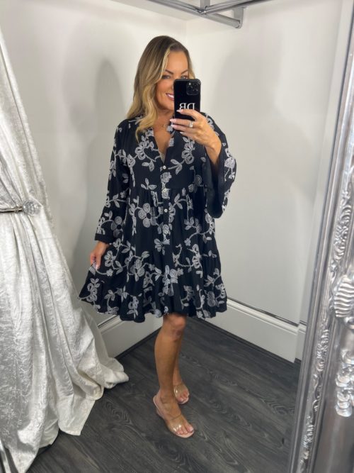 black white stitch tunic ress