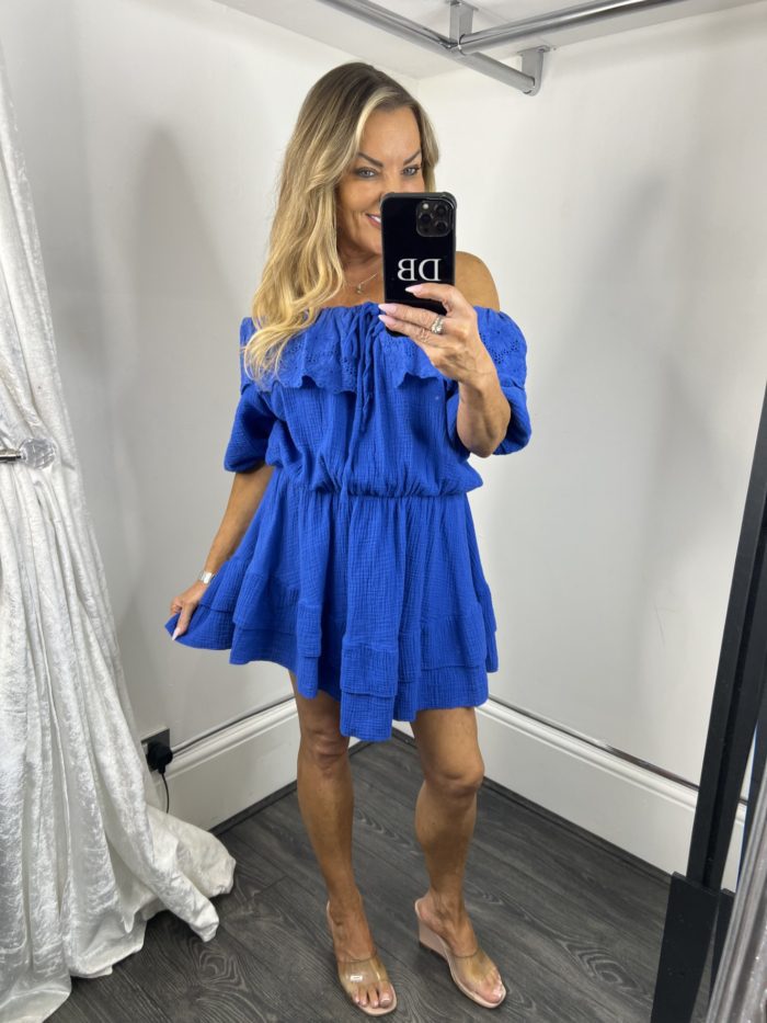 blue cheesecloth dress