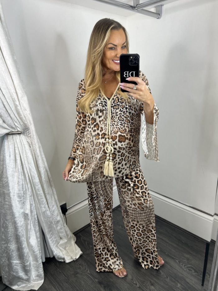leopard chiffon tunioc set5