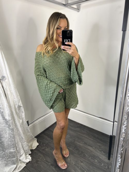 khaki croxchet bgatwin coord