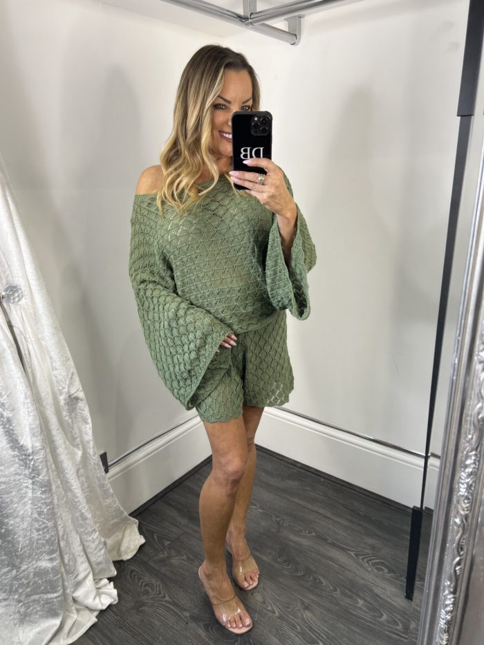 khaki croxchet bgatwin coord