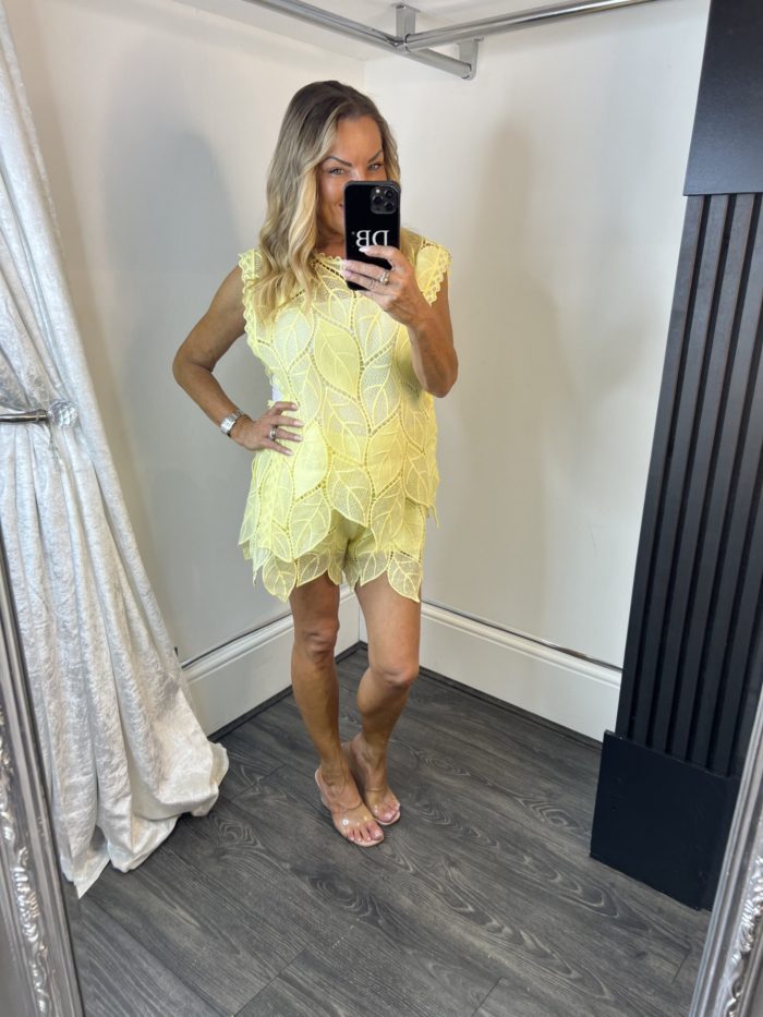 yellow leasf dress