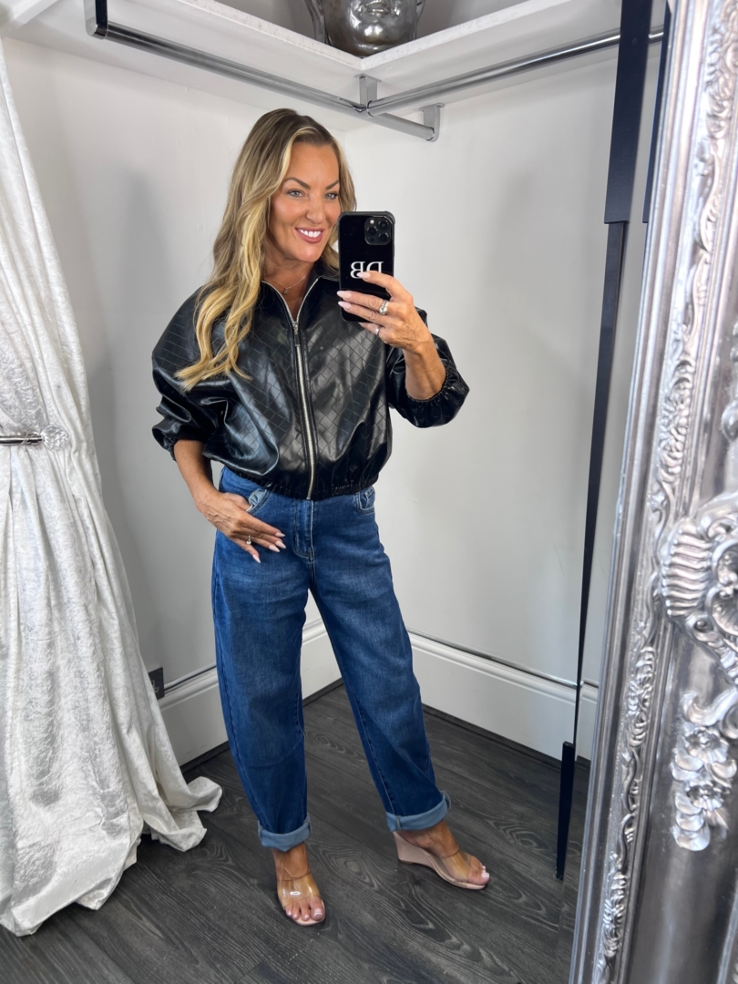 Leather Look Bomber Jacket - Image 2
