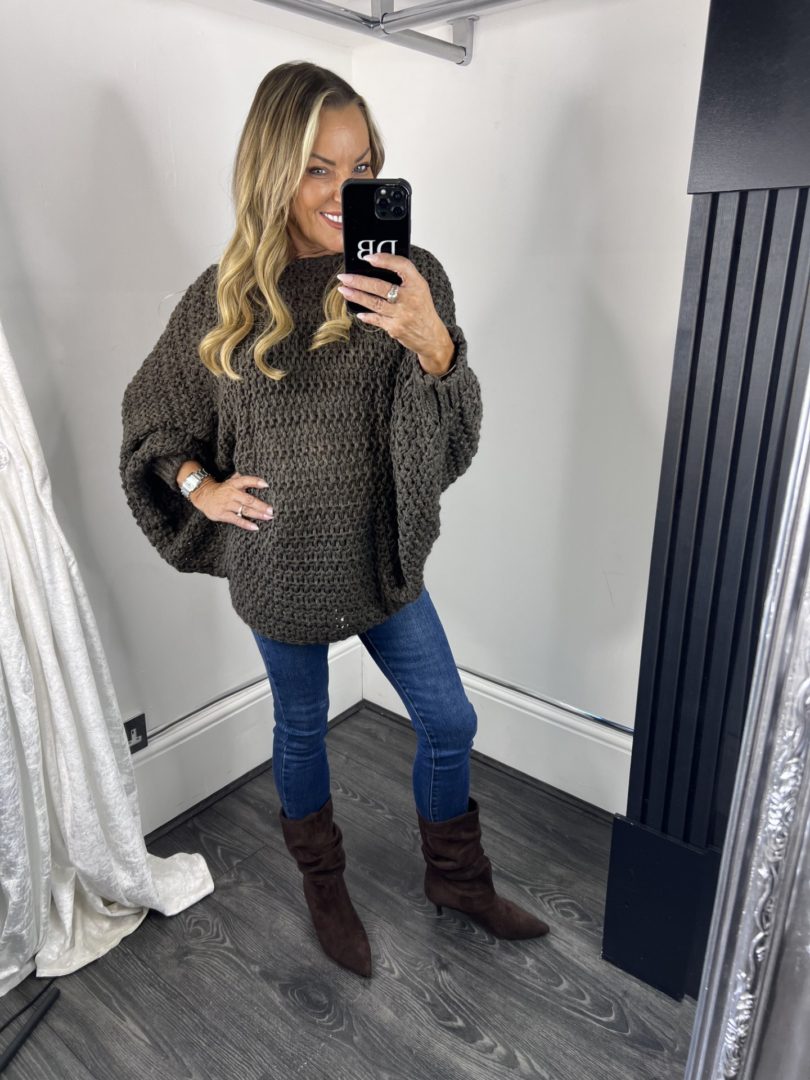 Brown Thick Knit Crossover Jumper - Image 2